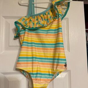Matilda Jane One-Shoulder Striped Swimsuit - Yellow, Orange, Blue